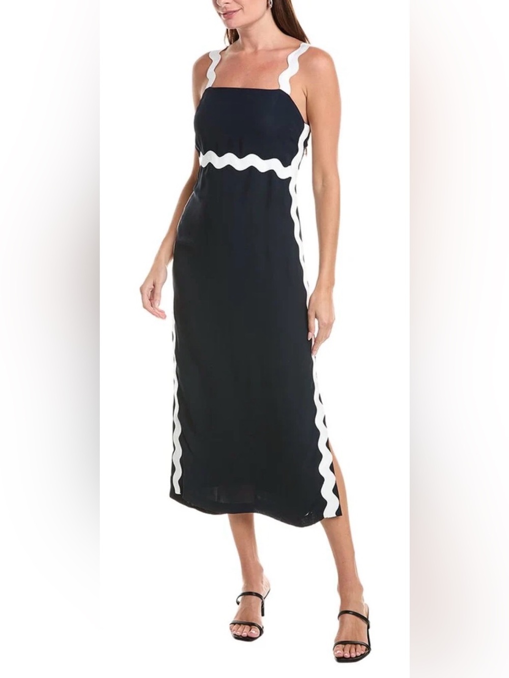 NEW REISS Asher Rickrack black/ white Maxi Dress sz 12